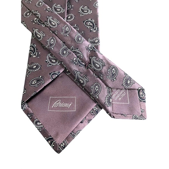 Brioni Other - Brioni Silk Paisley Tie Mens Mauve Purple Hand Made Italy Classic Excellent